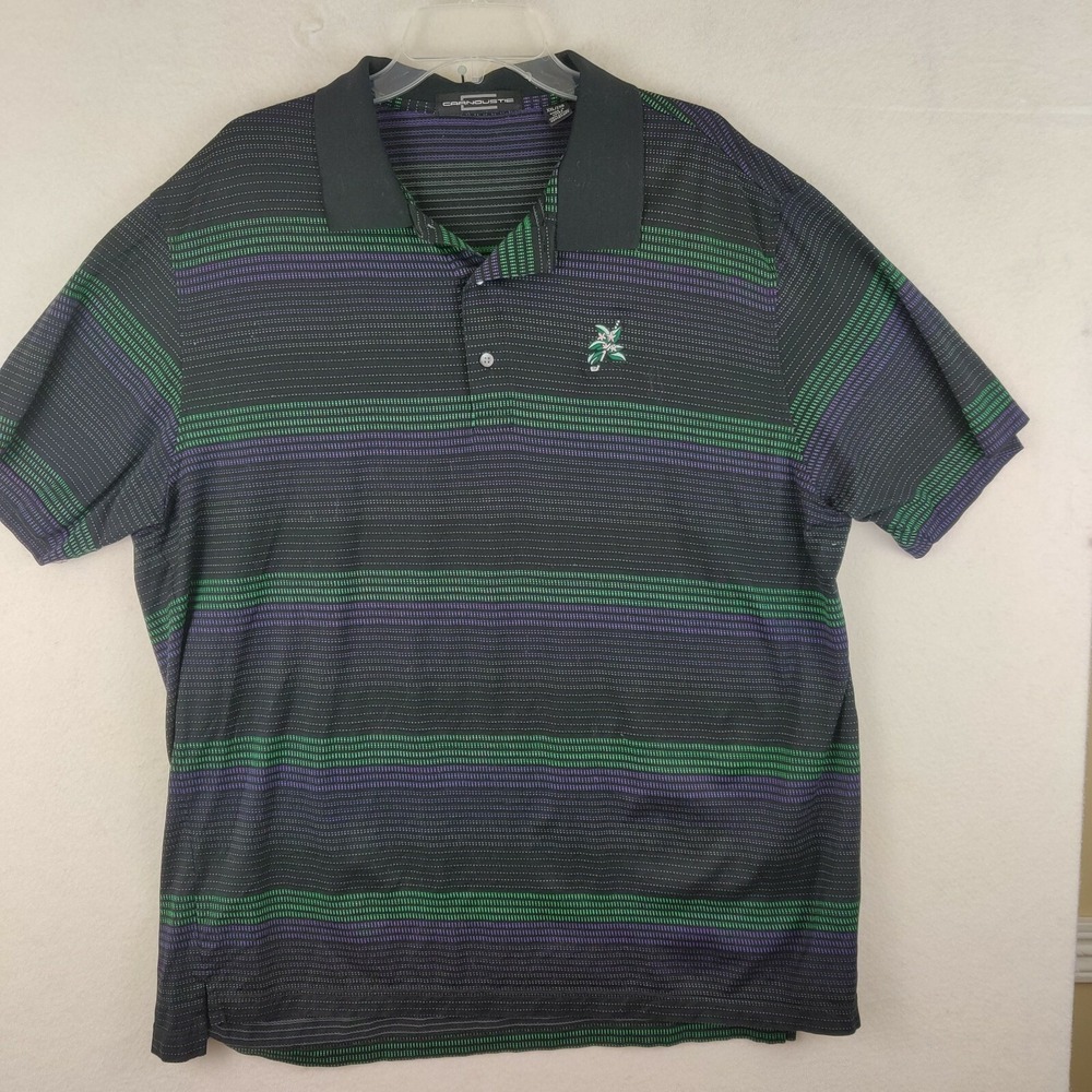 Carnoustie‎ Men's XXL Black Green Striped Golf Rugby Polo Shirt 2XL